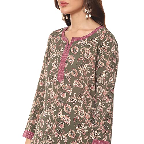 Image of BIBA Women Art Silk Regular Fit Straight Printed Kurti