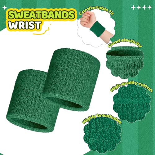 Image of Bememo 12 Pack Wristbands Sweatband for Women Men, Neon Colored Sport Wrist Bands, Tennis Football Basketball Sweatbands, Moisture Wicking Arm Bands for Working Out