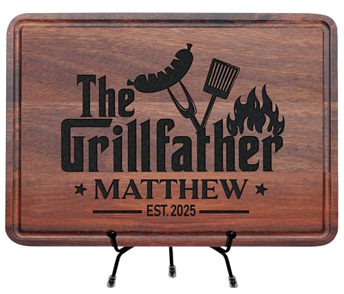 Product Image of the Personalized Cutting Board, Men Christmas Gift Idea, BBQ Gift, Personalized Gift for Men, Dad, Grandpa, Custom Engraved Cutting Board, Father's or Grandpa's Birthday Gift, Grillfather Board