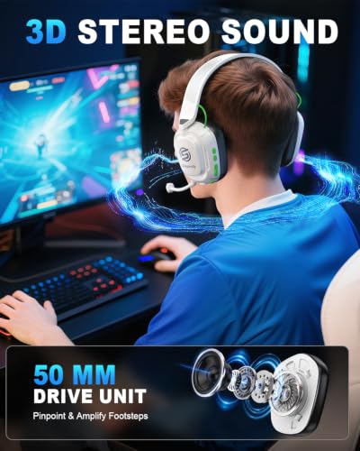 Image of Wireless Gaming Headset for PC, PS5, PS4, Switch & Mac, 2.4GHz Ultra-Low Latency & Bluetooth Gaming Headphones with Noise Canceling Mic, 3D Stereo Lossless Audio for Nintendo 64 Accessories