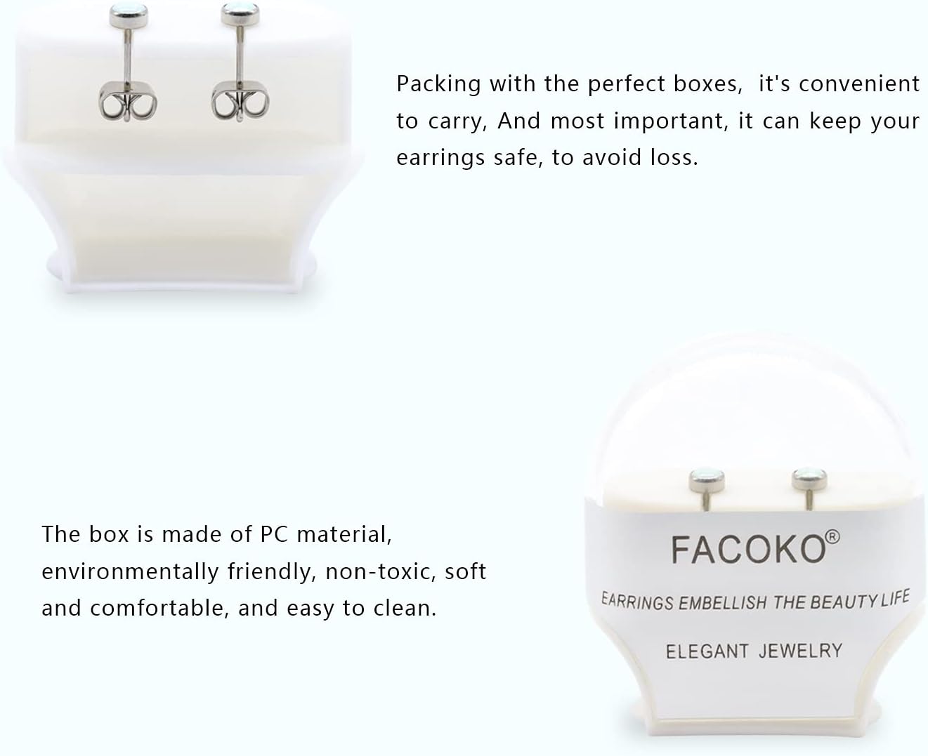 Earrings for Women, Titanium Opal Stud, Non-Nickel Earring, Hypoallergenic Earrings 3mm 4mm 5mm 7mm Round Birthstone Earring Studs for Sensitive Ears - Image 5