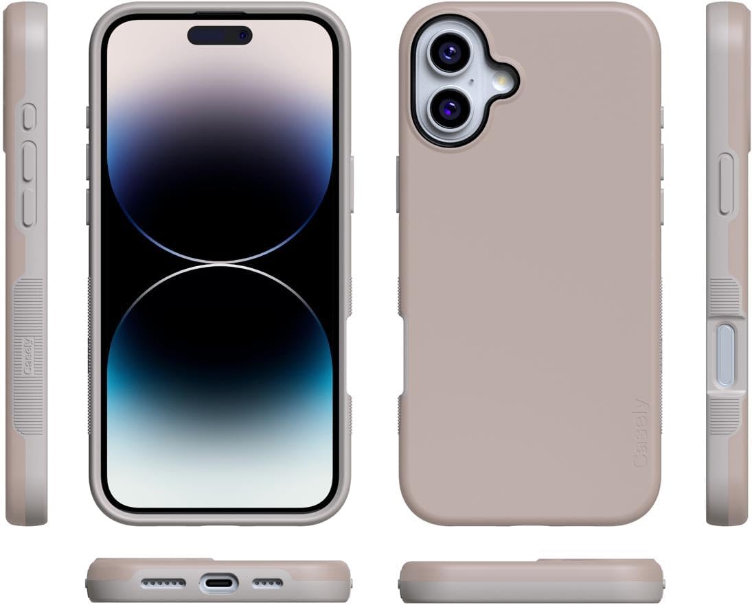 Casely iPhone 16 Case | Taupe on Nude | Calm Beige | Bold Protective Design | MagSafe Compatible Design