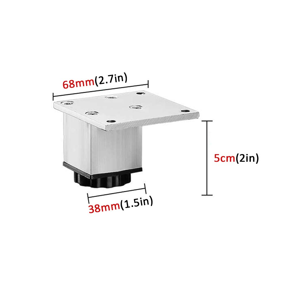 Set di 4 gambe regolabili per mobili, in metallo, robuste, per divano, tavolo, armadio, altezza 18 mm, con viti, perfette per cucina e bagno, decorazione della casa