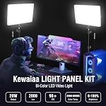 2-Pack LED Video Light Kit with 63'' Tripod Stand, Kewaiaa 2500K-8500K Dimmable Studio Photography Panel Lighting for Video Recording Game Live Streaming Podcast YouTube Filming, Phone Holder