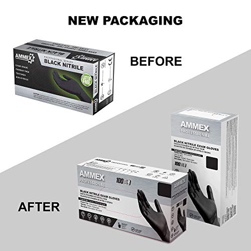 Ammex Black Nitrile Exam Gloves, Case Of 1000, 3 Mil, Size Small, Latex Free, Powder Free, Textured, Disposable, Non-Sterile, Food Safe, Abnpf42100 #TOP1