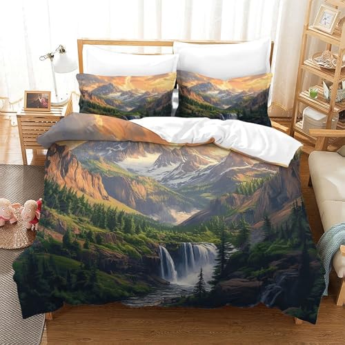 Housse de couette lavable en machine microfibre légère 260x220cm style naturel - 3