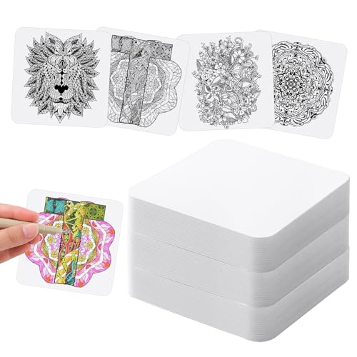 60 Pcs White Paper Tiles for Zen Square Art 3.5 x 3.5 Blank Artists Tile Tangle Drawing Tiles Square Drawing Sheets Heavyweight Paper for tangles Patterns Mandalas and Miniature