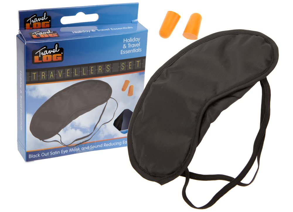 Immerse Creations Ear Plugs and Eye Mask for Sleeping and Travelling | Comfort Satin Design Sleeping Mask and Noise Cancelling Ear Plugs for Sleep, Black
