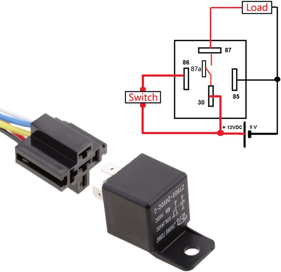 ESUPPORT Car Relay 12V 40A SPDT 5Pin Switch Socket Plug Wire Harness Automotive Pack of 5