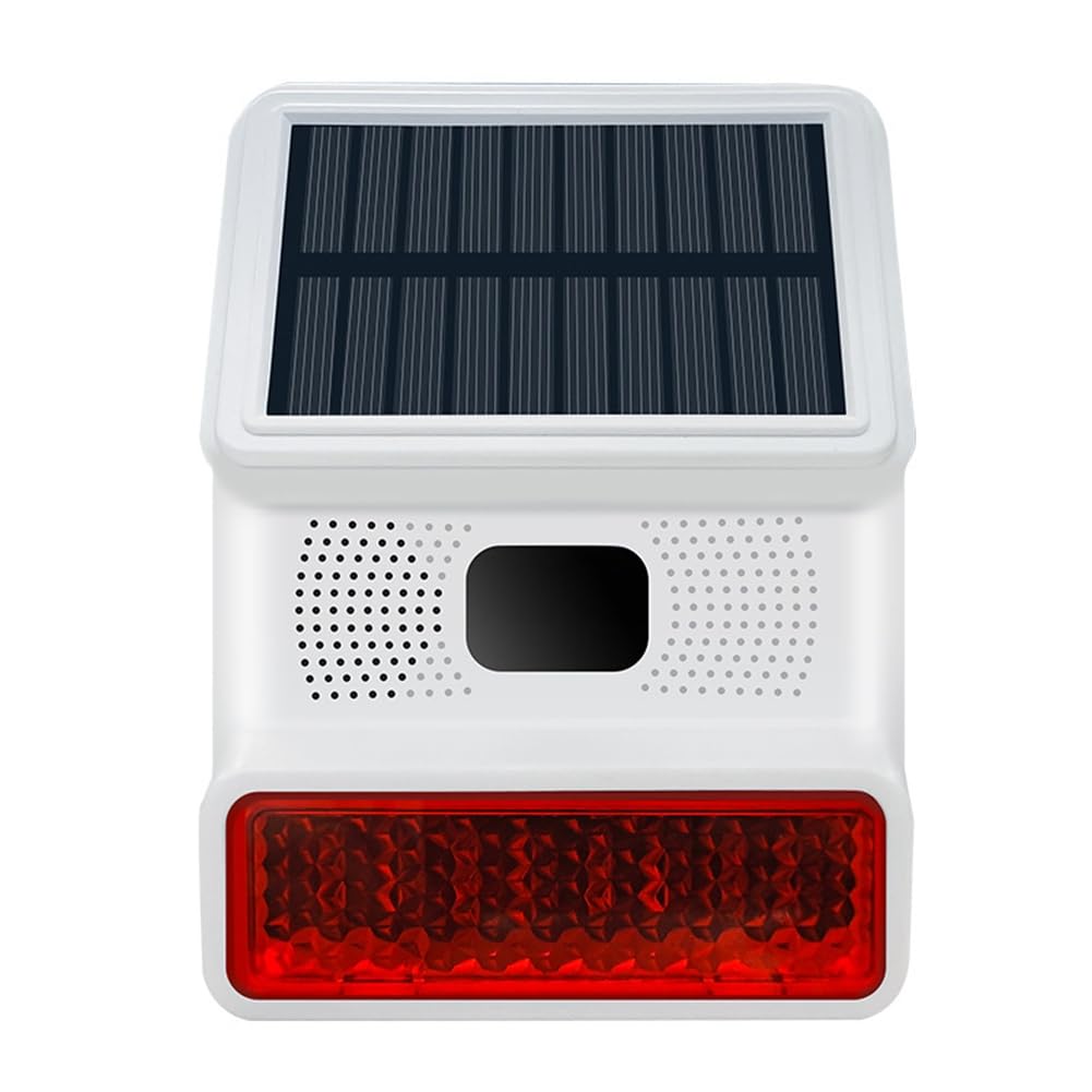 Cpolebev Wireless Solar Strobe Alarm Light Sound Flash Outdoor Alarm Siren for 433MHz WiFi GSM Alarm System for Home,Farm