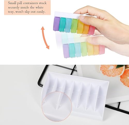 Miniatura 5 de HRX Package Little Daily Pastillero AM PM para 7 días, pequeño bolsillo para pastillas, lindo contenedor organizador de drogas 2 veces al día