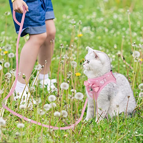 Surepet Cat Harness And Leash: Kitten Harness 5Ft Leash Adjustable Soft Mesh Breathable Cat Bowtie Harness And Leash Set For Walking Escape Proof For Small Medium Large Cat Puppia Vest Outside #TOP5