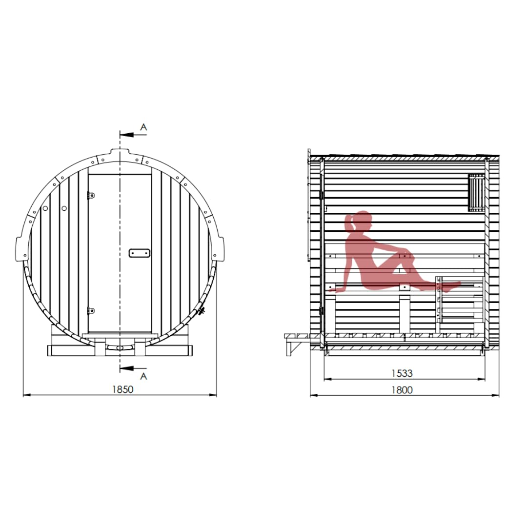 Fasssauna inkl. Ofen und Saunasteine für 1-2 Personen Gartensauna Saunafass Outdoor aus hochwertigem Kiefernholz Außensauna (Mini)