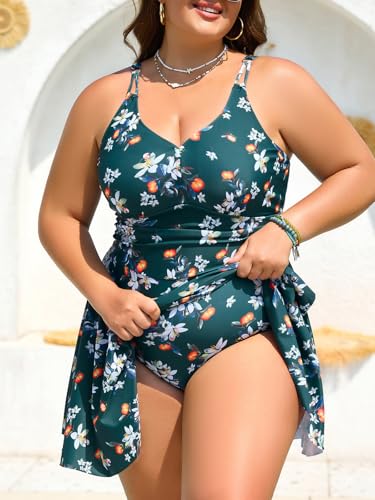Summer Mae Plus Size Swimsuit for Women One Piece Swim Dress Tummy Control Bathing Suit with Flowy Skirt Modest Swimwear2