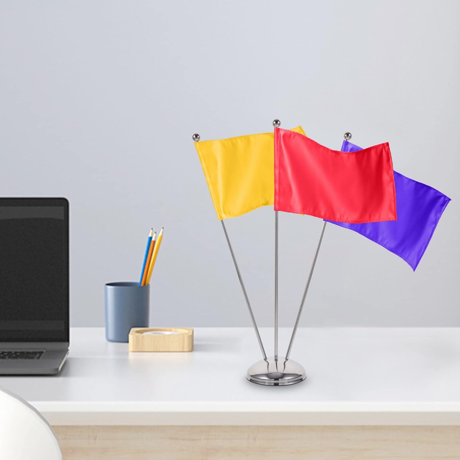 SEWACC デスクトップスタンド テーブルフラッグホルダー 3穴デスクフラグベース オフィスフラッグポール ミニスティックフラッグ