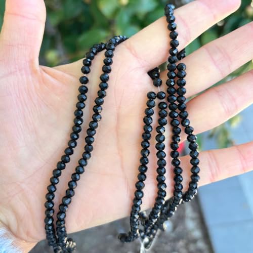 Image of 500pcs Czech Faceted Rondelle Crystal Glass Beads 4mm Small Tiny Bulk Jet Black