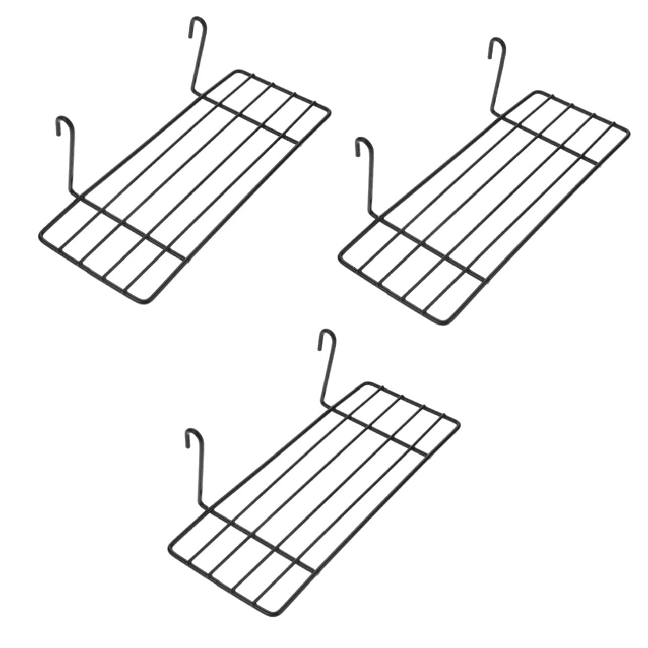 POPETPOP 3 Pcs Parrot Perching Platform Iron Frame Grid Wall Shelf Pet Bird Shelf Hooks Simple Wall Decor Black