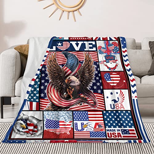 Nvdoxsa Independence Day Blanket Gift, American Flag Blanket Gift For Patriotic, American Flag Star Stripes 50X60 Blanket, Gnome Eagle Patriotic Blanket For Independence Day 4Th July #TOP2
