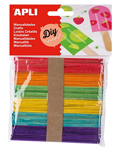 Apli 946034 - Ice Lolly Stick, Assorted Colours - Bag of 50 Units