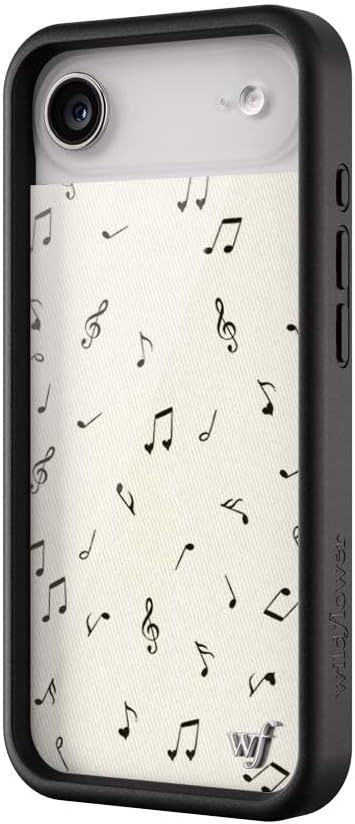 Wildflower Cases - Compatible with iPhone 17 Air | Protective Black Bumper, 6.5ft Drop Test Certified, Women Owned Small Business | Music Beige Song Instrument Artistic Trendy Cute | Love Notes