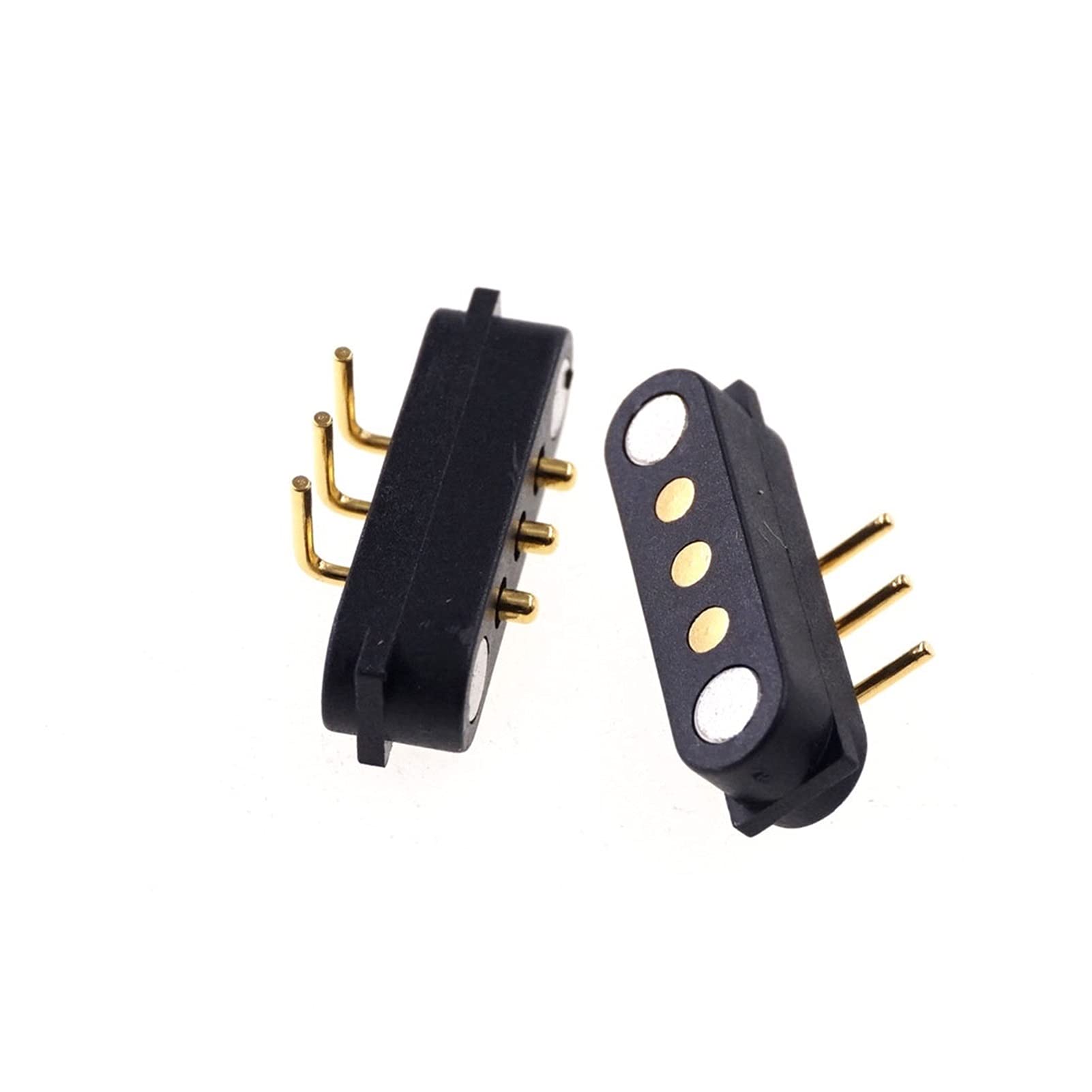 Qingqing Store 5 Pares por Lote Primavera cargada Masculina Hembra 2.54 MM Tono a través de los Agujeros PCB BTB Conector 2A 36V DC POGO MAGNÉTICO Pin 3 Pole (Color : Horizontal)