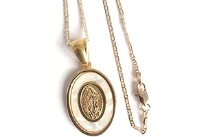 SIFRIMANIA Mother of Pearl Mother of Pearl Virgen de Guadalupe Pendant Necklace,...