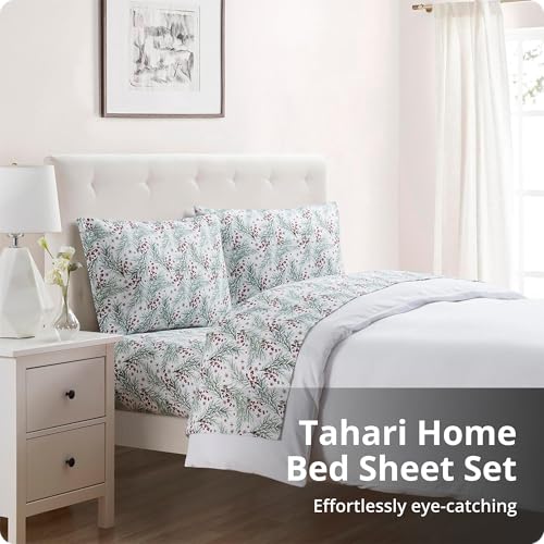 Image of Tahari Home Brushed Flannel 4-Piece Bedding Set, King, Pine Red