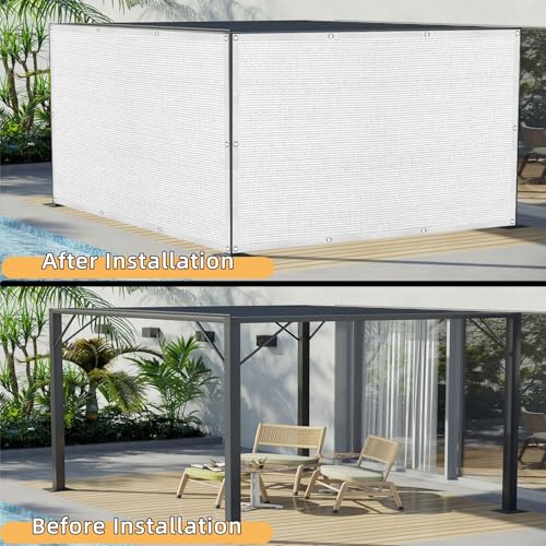 Voile d'ombrage anti-UV rectangle 1x1.9m résistant blanc pour balcon - 4