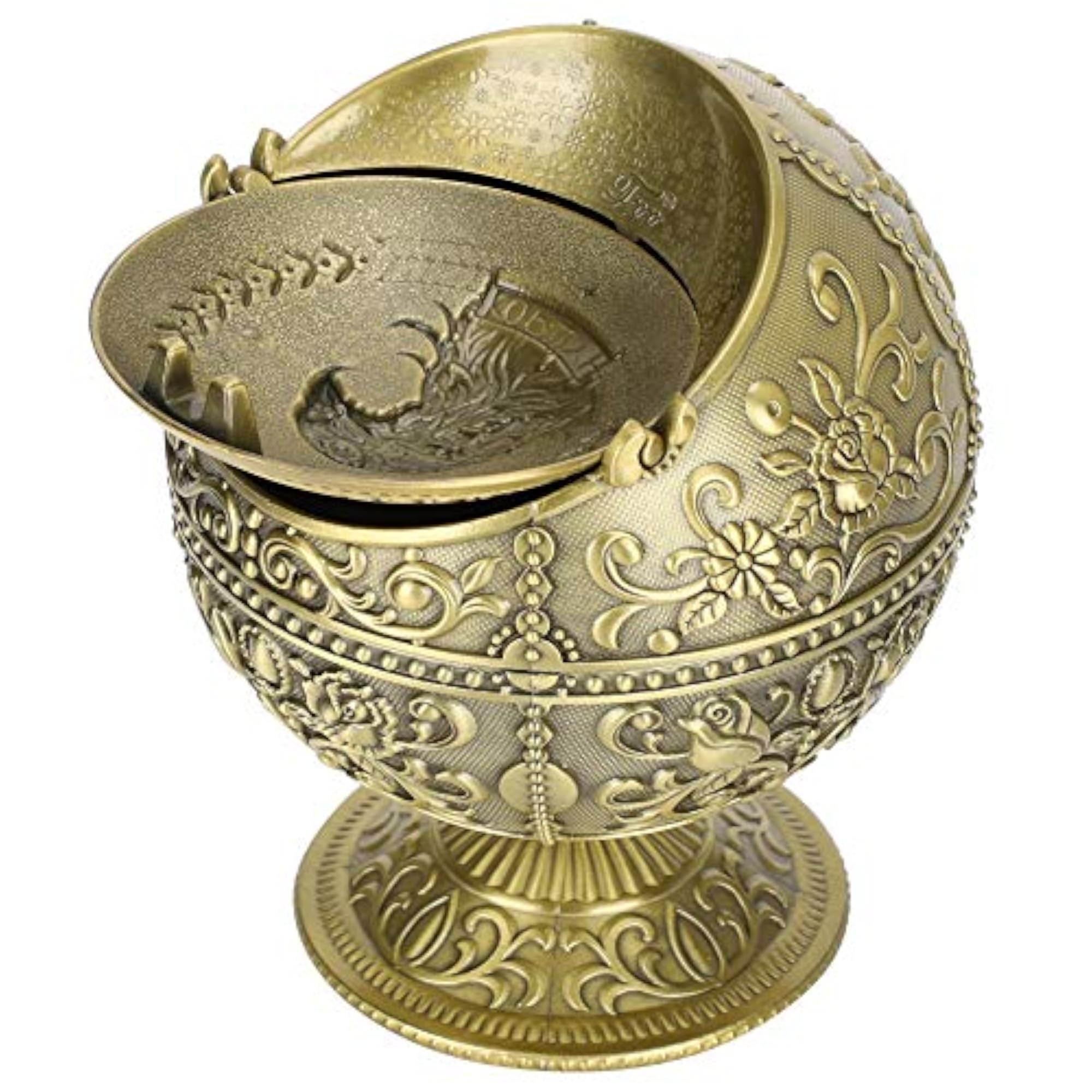 Retro Multifunctional Ashtray with Lid, Globe Eagle Design