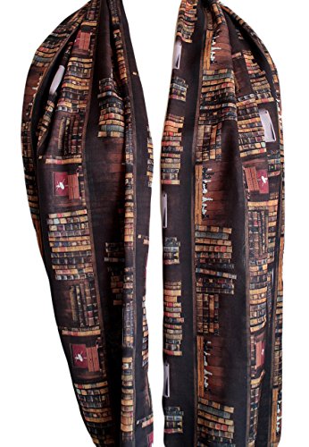 Etwoa's Bookshelf Infinity Scarf and Loop Scarf, Brown, Large3