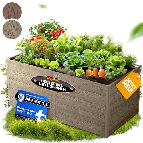 Truly Timber® Hochbeet WPC EcoFusion 166x85x71cm – extrem Langlebig [Woody-Look] Komplettpaket mit vorgebohrten Löchern | Hochbeete für Garten Hochbeete-kit Bausatz