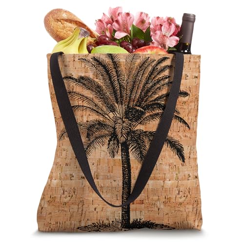 Bolso Tote con diseño de palma y textura de madera de corcho miniatura 4