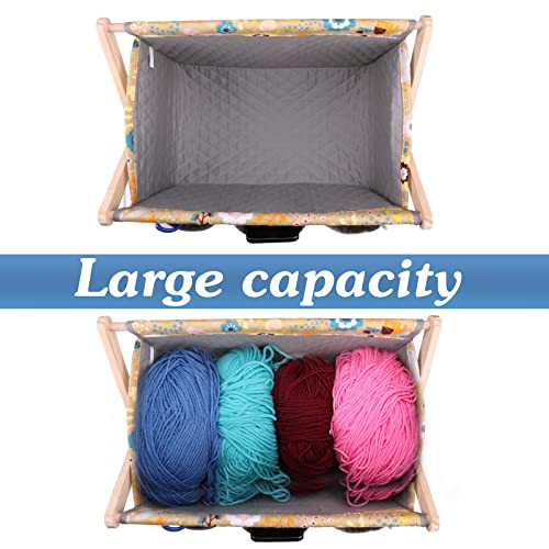 Yarn Caddy Large Size Yarn Storage Organizer For Yarn Skeins-Organizer For Crochet Hooks Knitting Needles Other Accessories (Flower-Yellow) #TOP2