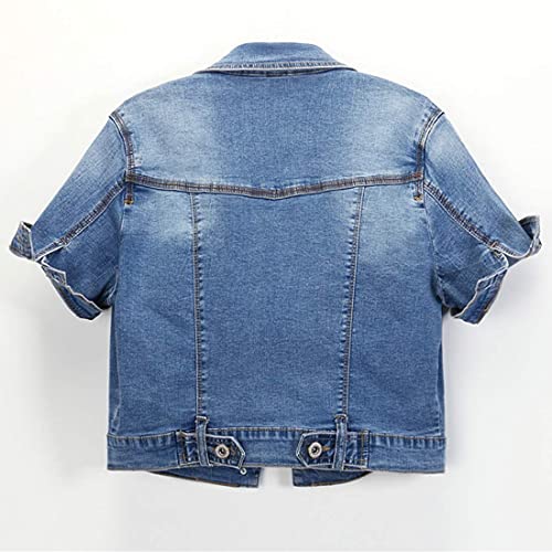 Omoone Women's Summer Short Sleeve Crop Denim Trucker Jacket Jean Coat Tops2