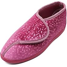 Womens Cozy Memory Foam Slippers with Adjustable Closure,Extra Wide Width Diabetic Arthritis Edema Swollen Feet House Shoes Indoor Outdoor Anti-Skid Rubber Sole