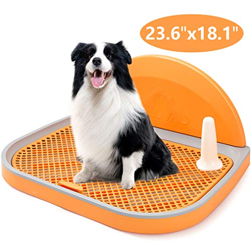 HIPIPET Puppy Dog Potty Tray 23.6''X18.1''X1.9'' Puppy Pad Holder with Removable Post