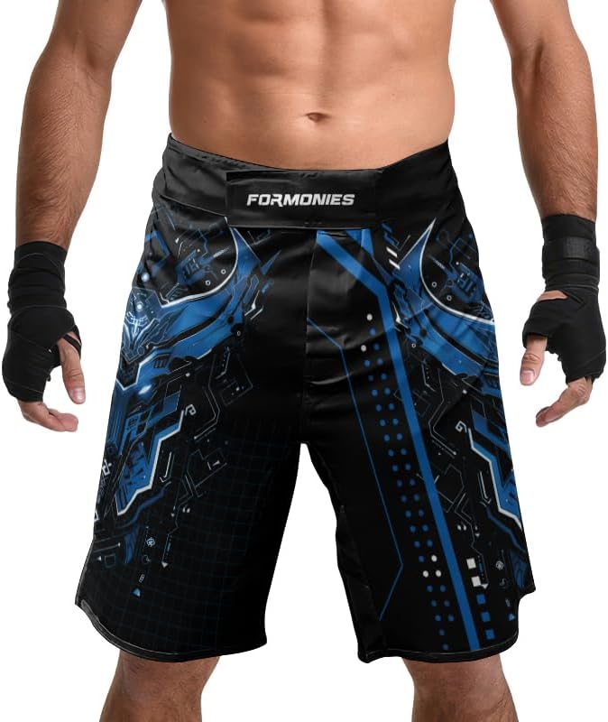 FORMONIES Cyber Viking Men Fighting Shorts for Boxing MMA BJJ Jiu Jitsu Shorts Men Kickboxing Shorts