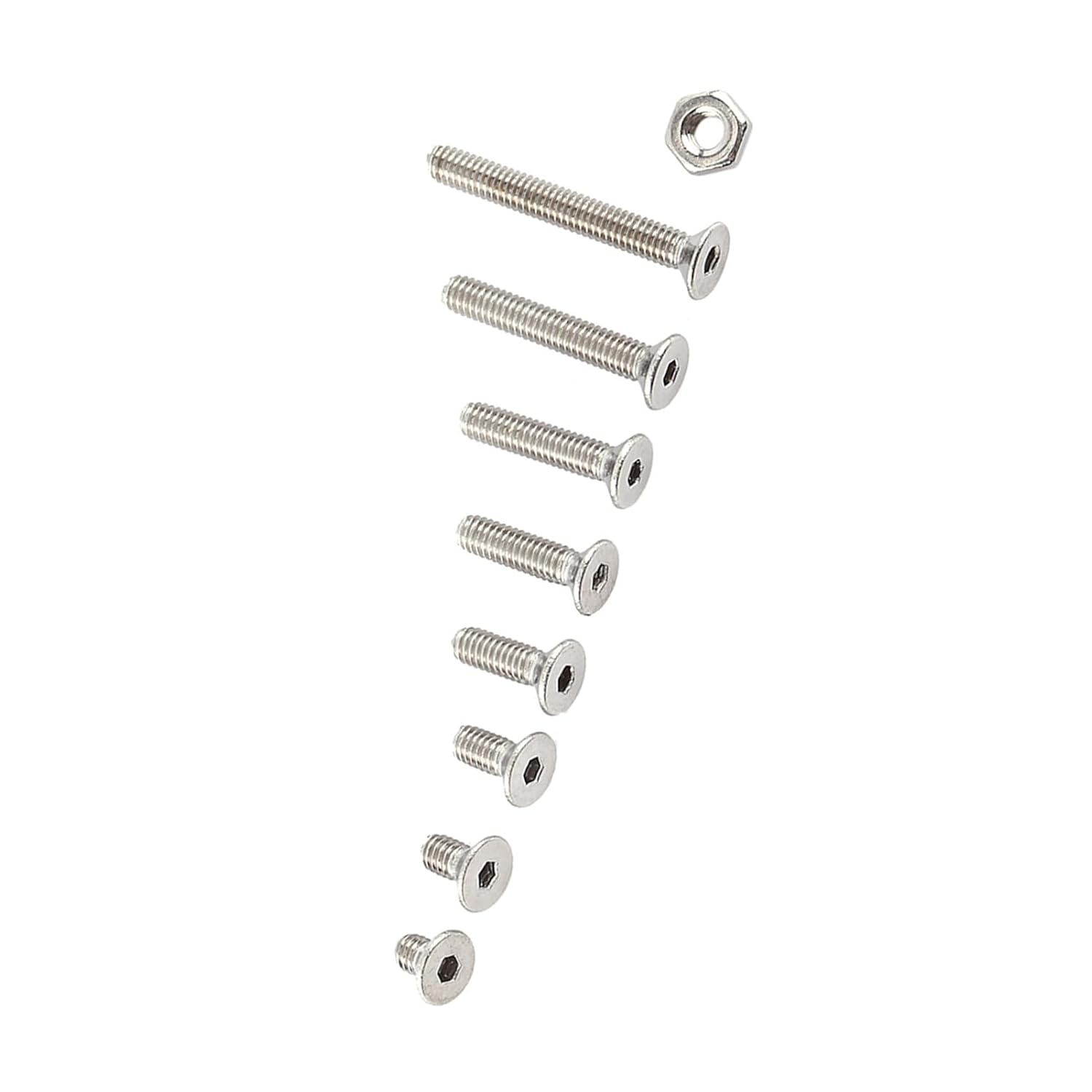 300pcs M2.5 Stainless Steel Hex Socket Screws with Hex Nuts Assortment Fastener Repair Tool Accessory for Home and Office Appliance (C: Flat Head)