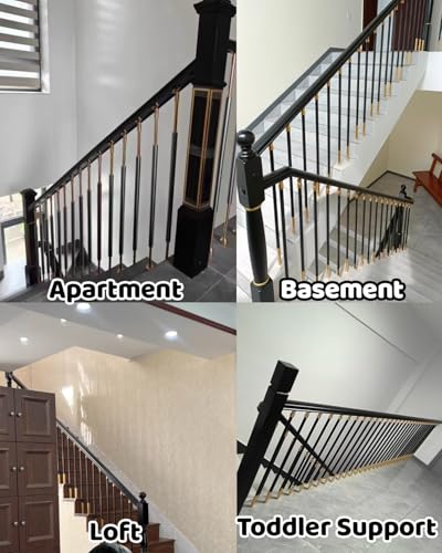 Barreaux d'escalier en métal noir ajustables avec support de balustrade orientable