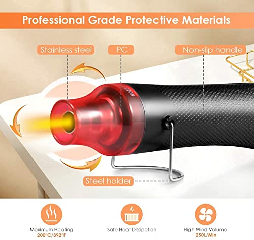 Image of KANAbee Handheld Hot Air Gun, Portable Mini Heat Gun Multi-Function Electrical Heat Tool for for DIY Embossing, Shrink Wrapping, Drying Paint & Phone Repair(300W)(Muilticolor)