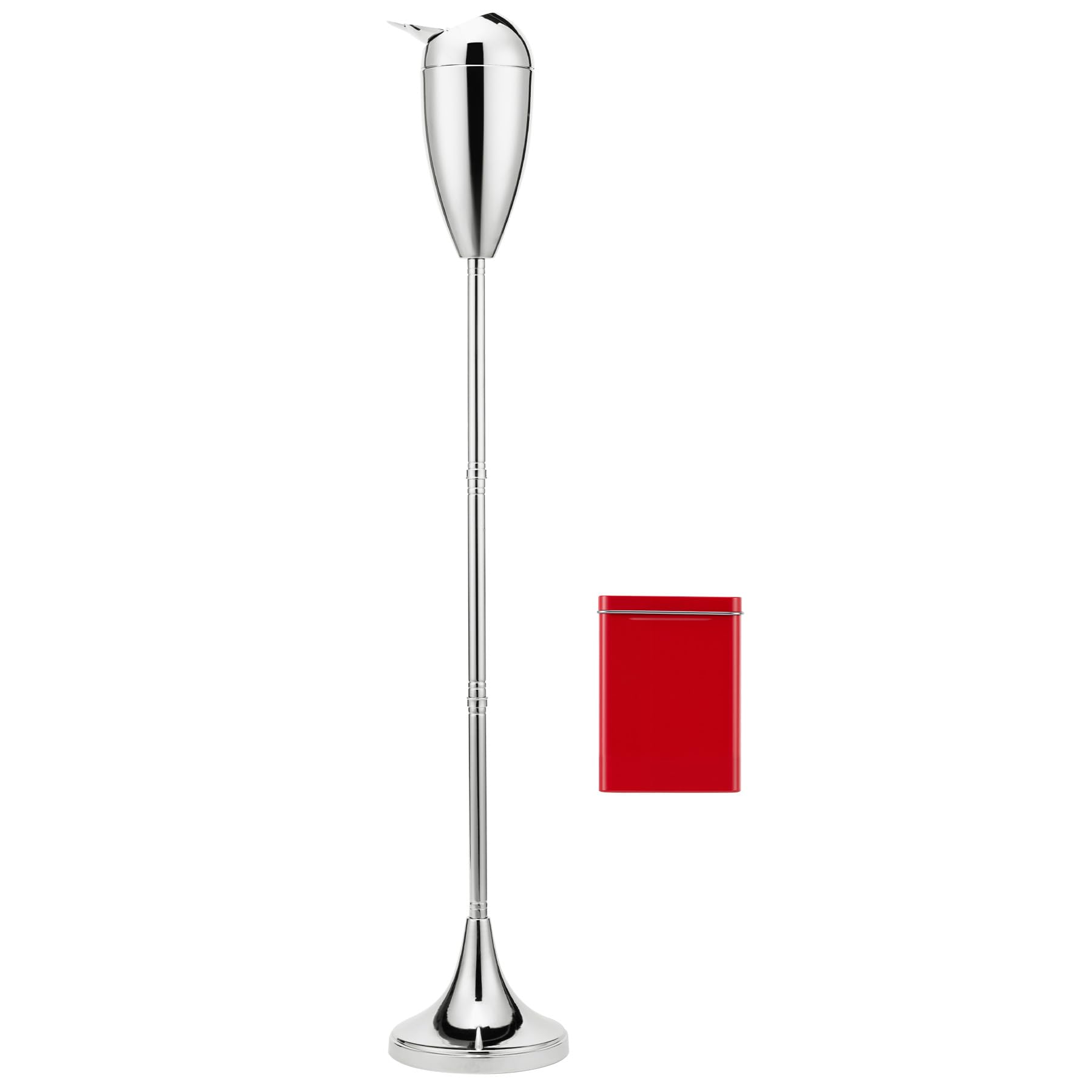 CO-Z Posacenere da Terra Regolabile in Altezza Posacenere a Colonna in Metallo Contemporane Altezza da 50,8 cm a 88,9 cm con Scatola di Sigarette (Cromato)