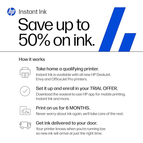 HP DeskJet 2923 Wireless All-in-One Color Inkjet Printer, Scanner, Copier, 6 Month Trial of Instant Ink Included, AI-Capable (B18JWA)