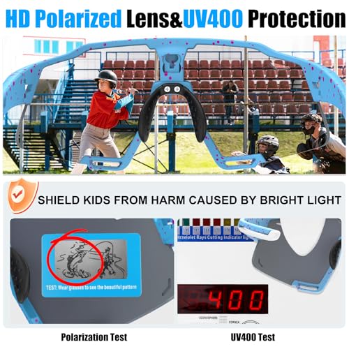 Image of X-TIGER Polarized Kids Sunglasses Youth Baseball Sunglasses UV400 Boys Girls Sports Sun Glasses for Softball Cycling Scooter