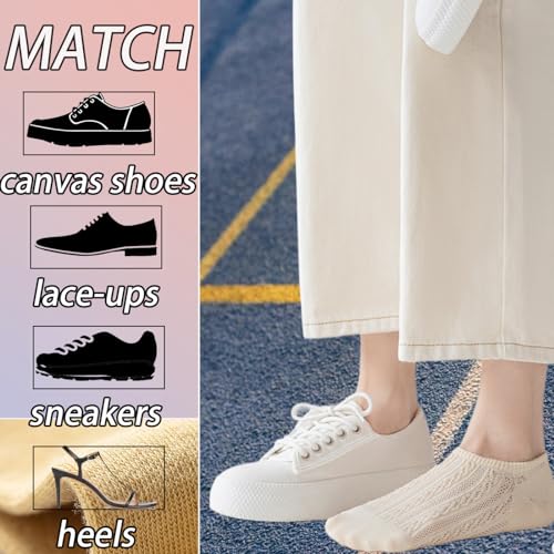 CHUNFO No Show Womens Socks Antislip Soft Seamless Invisible Liner Flat Cushioned Sock Braided 5 & More Pairs Size5.5-103