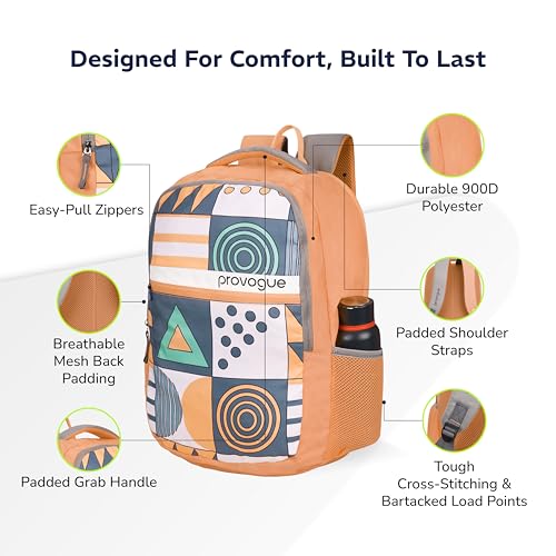Image of Provogue Blaze Laptop Backpack 35L with 2 spacious compartments and Rain Cover - School Bag for Girls | Girls School Bag, College Backpack for Women and Men with Laptop compartment