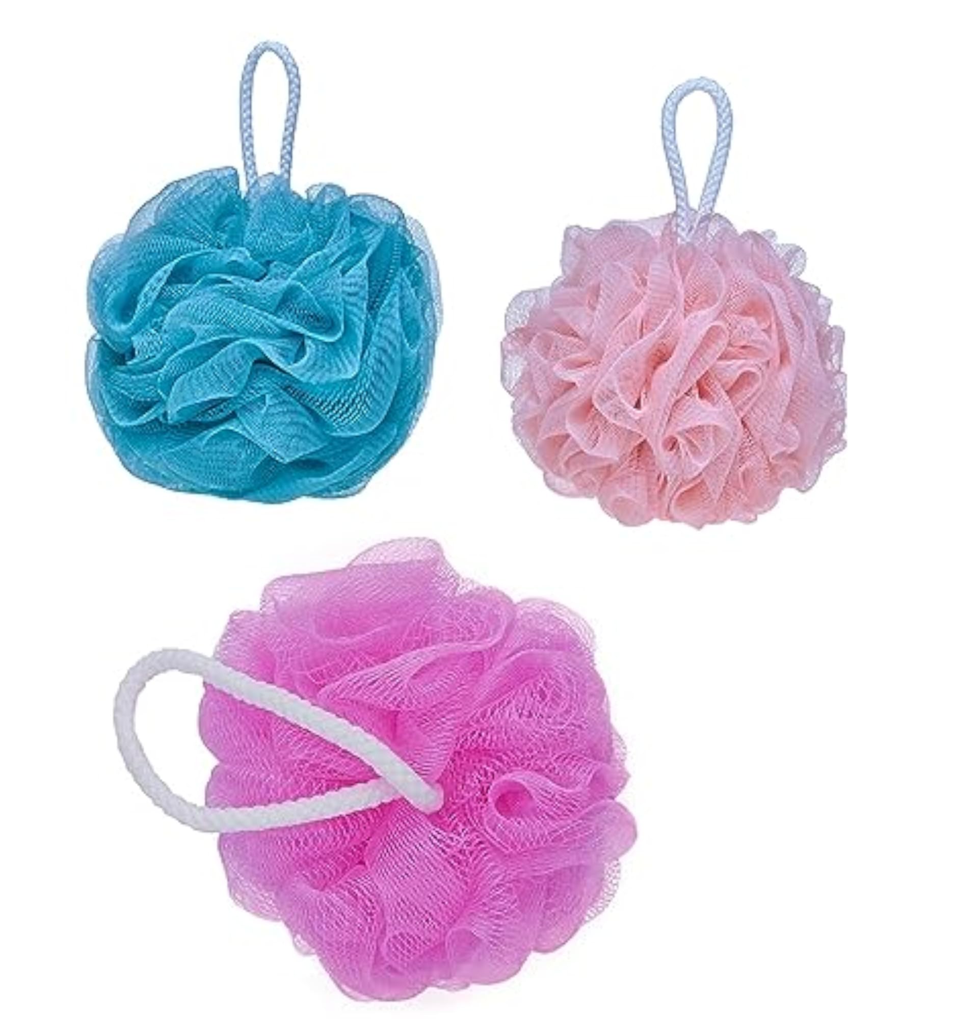 Round Loofah Bath Sponge for High Lather Cleansing, Multicolor