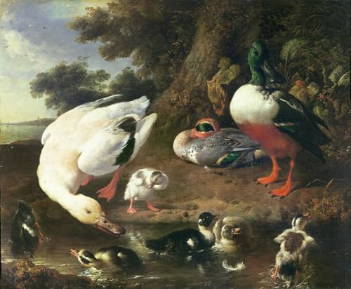 Tableaux peinture sur toile de canards pour décoration nordique de chambre 60x90cm