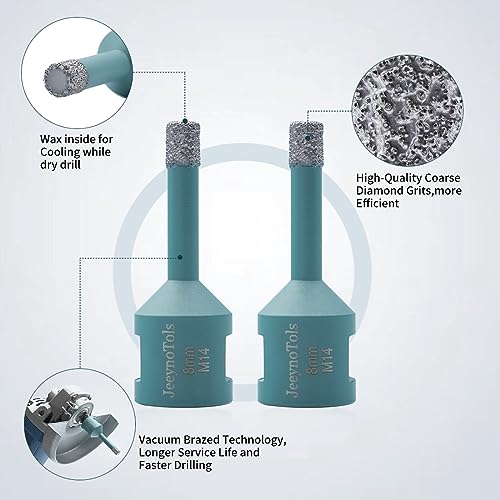 JeeynoTols Dry Diamond Core Drill Bit 2pcs 8mm - Image 4