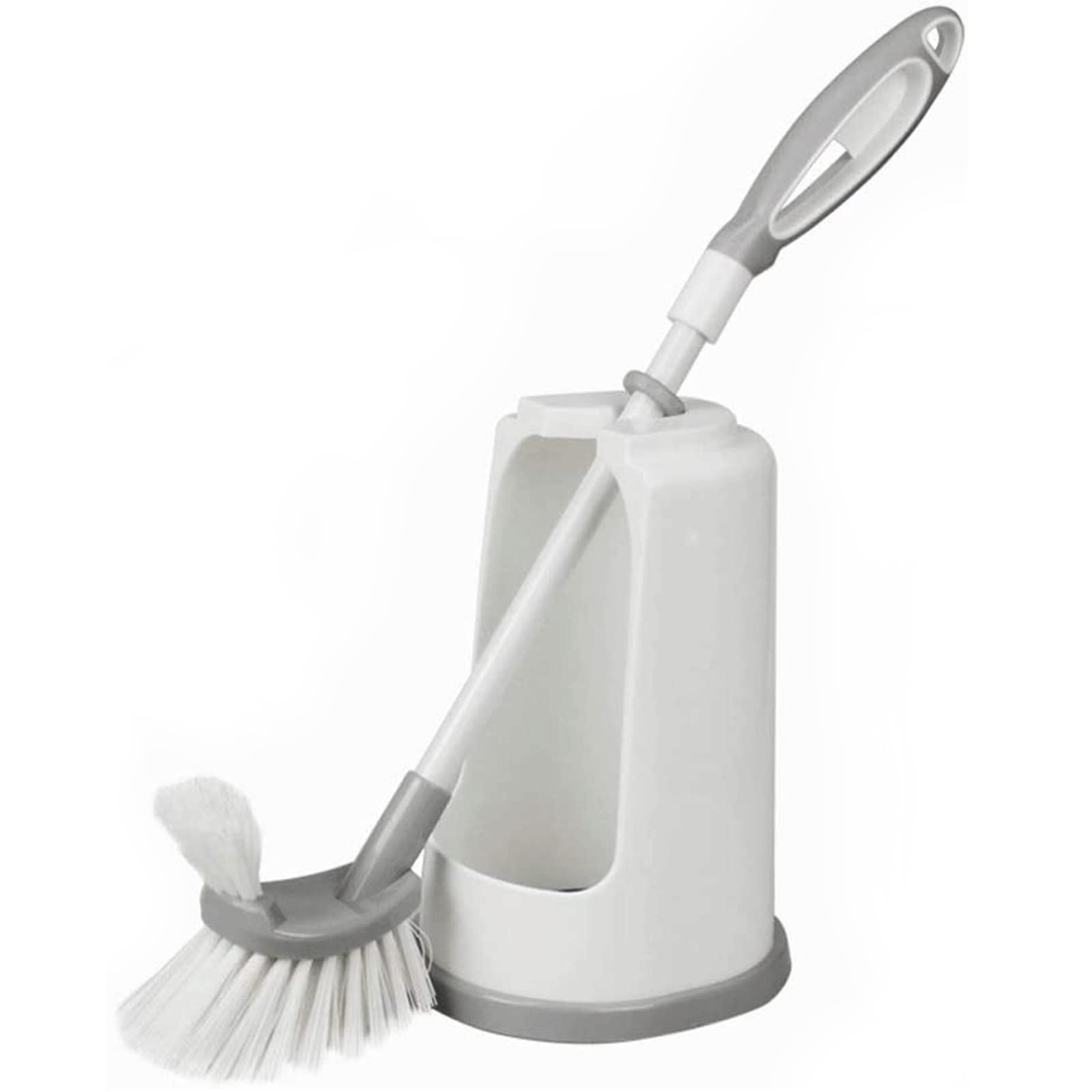 Set di scopini per WC Moderno in plastica, Semplice Testina a Doppia Faccia, spazzolino per WC ergonomico con Manico Lungo e Resistente, Supporto antigoccia.