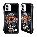 Head Case Designs Offizielle Sarah Richter Roter Drache Bewacht Das Knochenkreuz Fantasy Kreaturen Hybride Handyhülle Hülle Huelle kompatibel mit Apple iPhone 16 Plus